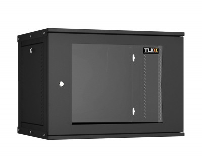 Шкаф телекоммуникационный настенный TLK Lite, 19", 9U, 436х600х450 мм (ВхШхГ), дверь: стекло, боковая панель: сплошная съемная, разборный, цвет: чёрный