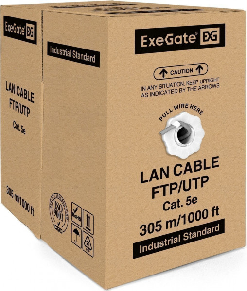 Бухта ExeGate Special UTP4-C5e-CU-S26-IN-PVC-GY-305, 305м