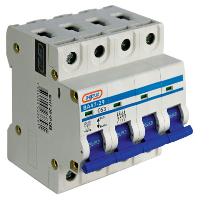 Автоматический выключатель Энергия ВА47-29, 4 модуль, C класс, 4P, 63А, 4,5кА, (Е0301-0103)