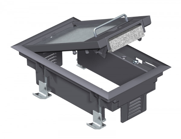 Люк напольный BETTERMANN GES2, пластик, с ручкой, 61х194 мм (ВхШ), модулей: 3, в фальш-пол, цвет: чёрный