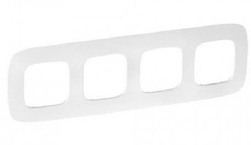 Рамка Legrand Valena Allure, 4 поста, 92х299х10 мм (ВхШхГ), плоская, универсальная, цвет: тиснение белое (LEG.754374)
