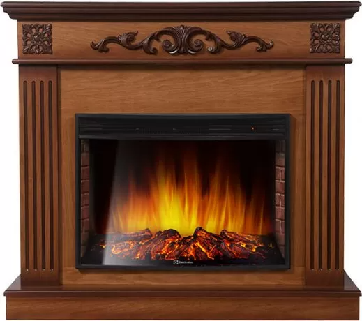 Электрокамин с широким очагом 2D Electrolux EFP/P-3320RLS с порталом Firelight Noce 30 орех