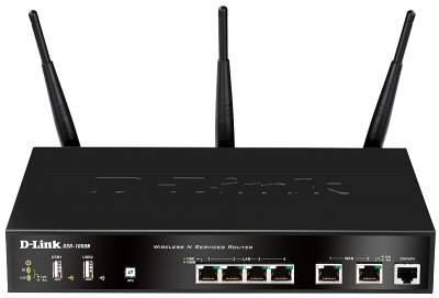 Маршрутизатор D-Link, DSR, портов: 7, LAN: 4, WAN: 2, антенн: 3, USB: Да, 44х180х280 мм (ВхШхГ), цвет: чёрный, DSR-1000N/A1A