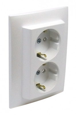 Розетка электрическая Efapel Logus90, 2x2к+З, 16А, Schuko, цвет: лёд