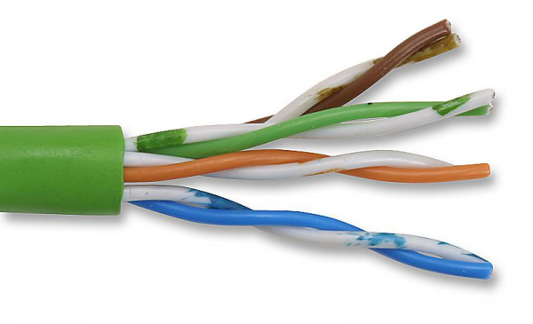 Кабель витая пара Legrand LCS2, U/UTP, 4 пар., кат. 5е, проводник Ø 0,51мм, AWG24, PVC, 100МГц, 1м (бухта 305м), тип прокладки: внутри зданий, цвет: зелёный