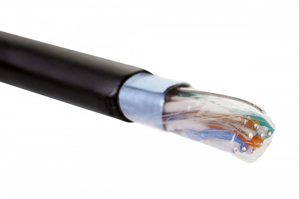 Кабель витая пара Eurolan, F/UTP, 4 пар., кат. 5е, проводник Ø 0,51мм, AWG24, нг(А)-HF, 1м (коробка 305м), тип прокладки: универсальный, цвет: чёрный