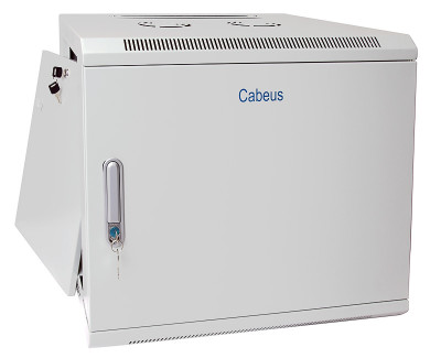 Шкаф телекоммуникационный настенный Cabeus SH-05F, 19", 12U, 635х600х450 мм (ВхШхГ), дверь: металл, боковая панель: сплошная съемная, сварной, цвет: серый, (съемная панель для крепления шкафа к стене)