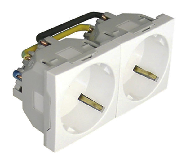 Розетка электрическая Efapel QUADRO 45, 2к+З, 16А, 4 модуля, 45 град., шторки защитные, цвет: белый