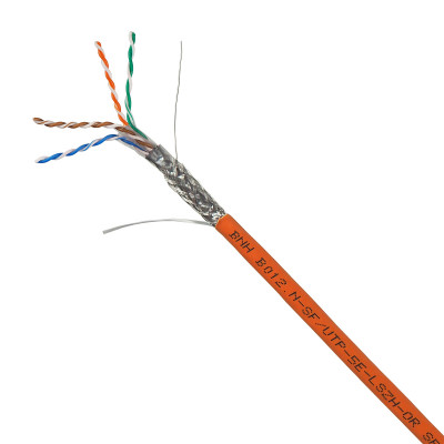 Кабель витая пара BNH, SF/UTP, 4 пар., кат. 5е, проводник Ø 0,51мм, AWG24, LSZH (нг(A)-HF), 1м (бухта 305м), тип прокладки: внутри зданий, цвет: оранжевый