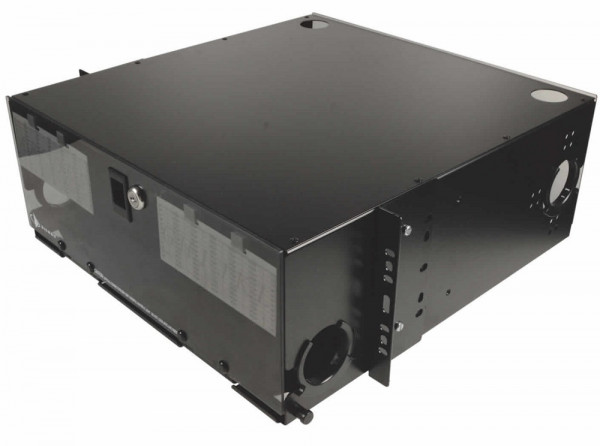 Коммутационная панель ВО Siemon RIC3, 4HU, портов: 72   выдвижная, прямая, орг-йзер: предустановлен, цвет: чёрный, на 12 адаптерных пластины Quick-Pack