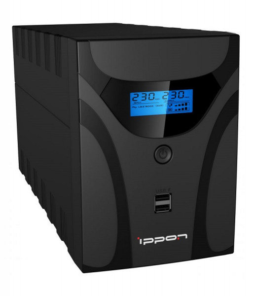 ИБП IPPON Smart Power Pro II, 2200ВА, usb кабель в комплекте, линейно-интерактивный, напольный, 139х364х195 (ШхГхВ), 220V,  однофазный, (1005590)