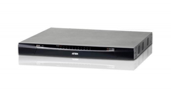 Переключатель KVM Aten, Altusen, портов: 24, 440х412,1х433,6 мм (ВхШхГ), KVM over IP: есть, USB, RS232, RJ45, PS/2, на 4 консоли, цвет: чёрный
