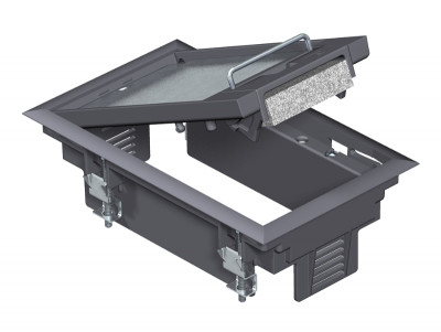 Люк напольный BETTERMANN GES2, пластик, с ручкой, 61х194 мм (ВхШ), модулей: 3, универсальный, цвет: чёрный