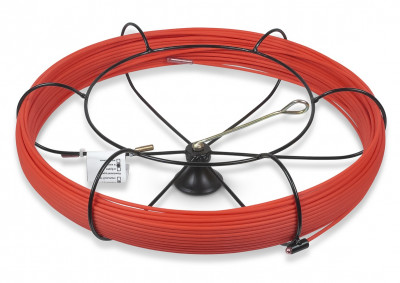 Протяжка для кабеля Cabeus, Полиэтилен, Ø с оболочкой: 3,5 мм, 50 м, металлическая кассета тип2, пруток из стеклопластика, (Pull-M2-3,5-50m)