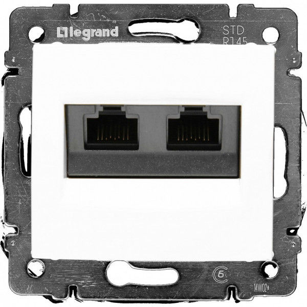 Розетка в сборе Legrand Valena, 2x RJ45, кат. 6, экр., внутренняя, 51х58 мм (ВхШ), цвет: белый, (LEG.774245)