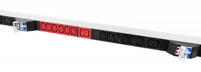 Блок силовых розеток Rem Rem-3x32, вертикальный, неуправляемый, IEC 60320 С13 х 36, вход IEC 320 309 3PN, шнур 3 м, 1 463мм, трехфазный 32А, автомат + индикатор, алюминий, 6 автоматов 2P