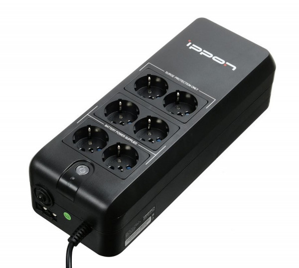 ИБП IPPON Back Verso New, 600ВА, оффлайн, универсальный, 125х320х86 (ШхГхВ), 220V,  однофазный, (751617)