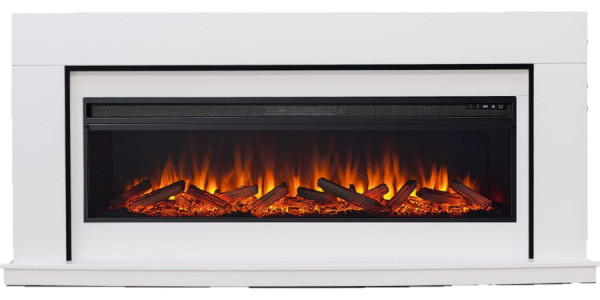 Линейный электрокамин Elekam Montana белый с черным с очагом Pulsar 60