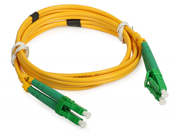 Коммутационный шнур оптический Cabeus Tight Buffer, Duplex LC/LC (APC), OS2 9/125, LSZH, Ø 3мм, 10м, цвет: жёлтый, (FOP(d)-9-LC/APC-LC/APC-10m)