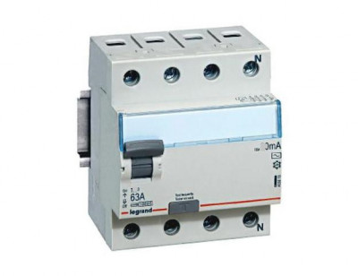 Устройство защитного отключения Legrand DX3, тип: А, 4 модуль, 4Р, 63А/300мА, селективный (зажим с правой стороны) (411801)