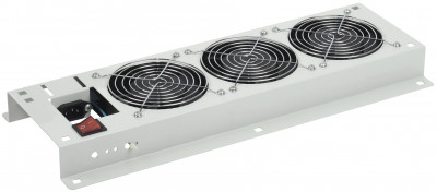 Вентилятор ITK, 230V, 19", 1U, 45х480 мм (ВхШ), вентиляторов: 3, IP20, поток: 465 м3/ч, для шкафов и стоек, цвет: серый, (с выключателем)