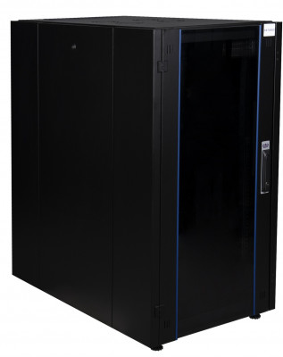 Шкаф телекоммуникационный напольный Datarex, IP20, 26U, 1299х600х1000 мм (ВхШхГ), дверь: стекло, задняя дверь: металлическая стенка, боковая панель: сплошная съемная, разборный, цвет: чёрный, (DR-700231)