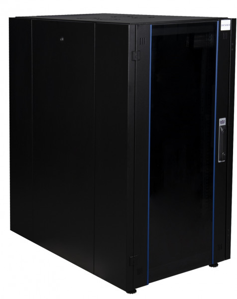 Шкаф телекоммуникационный напольный Datarex, IP20, 26U, 1299х600х1000 мм (ВхШхГ), дверь: стекло, задняя дверь: металлическая стенка, боковая панель: сплошная съемная, разборный, цвет: чёрный, (DR-700231)