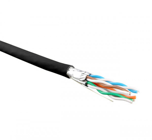 Кабель витая пара Hyperline UFTP4-C6-S23-IN-LSZH, U/FTP, 4 пар., кат. 6, проводник Ø 0,57мм, AWG23, LSZH (нг(A)-HF), 250МГц, 1м (500м), тип прокладки: внутри зданий, цвет: чёрный