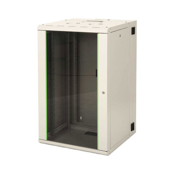 Шкаф телекоммуникационный настенный Lande PROLine, 19", 16U, 818х600х450 мм (ВхШхГ), дверь: стекло, боковая панель: сплошная съемная, цвет: серый