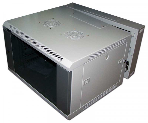 Шкаф телекоммуникационный настенный TWT PRO, 19", 15U, 769х600х600 мм (ВхШхГ), дверь: стекло, боковая панель: сплошная съемная, откидной, цвет: серый