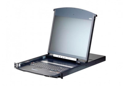 Переключатель KVM Aten, Altusen, портов: 8, 440х480х701,2 мм (ВхШхГ), KVM over IP: есть, USB, RS232, RJ45, PS/2, цвет: чёрный