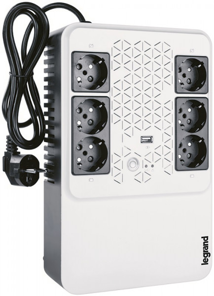 ИБП Legrand KEOR Multiplug, 600ВА, линейно-интерактивный, напольный, 89,5х190х296 (ШхГхВ), 220-240V,  однофазный, (310081)