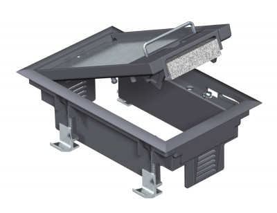 Люк напольный BETTERMANN GES2, пластик, с ручкой, 61х194 мм (ВхШ), модулей: 3, в фальш-пол, цвет: серый