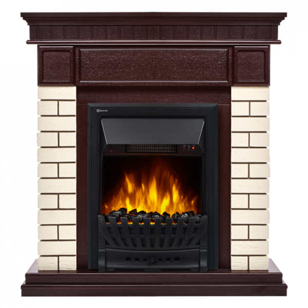 Электрокамин с классическим очагом 2D Electrolux EFP/P-1020LS с порталом Firelight Bricks Classic кирпич бежевый/шпон тёмный дуб