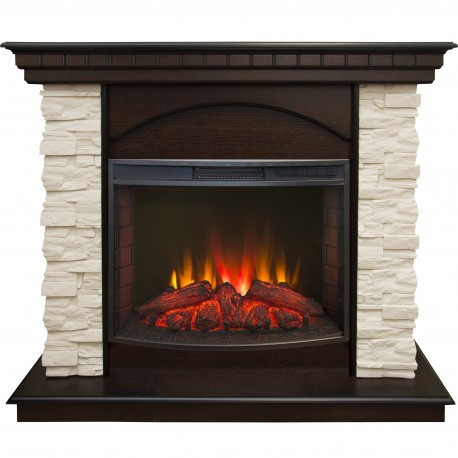 Электрокамин с широким очагом 2D Real-Flame Elford STD/EUG AO с очагом Evrika 25,5 LED