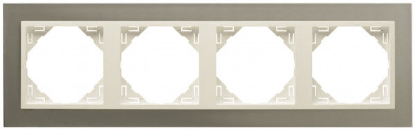 Рамка Efapel Logus90, 4 поста, плоская, универсальная, цвет: титан/жемчуг, линейка "Металл" (90940 TTP)