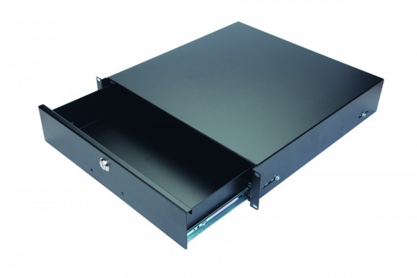 Полка для документации Eurolan, неперфорированная, выдвижной ящик, 3U, 133х483х460 мм (ВхШхГ), нагрузка до 15 кг, для шкафов и стоек Eurolan, крепеж и направляющие, цвет: чёрный