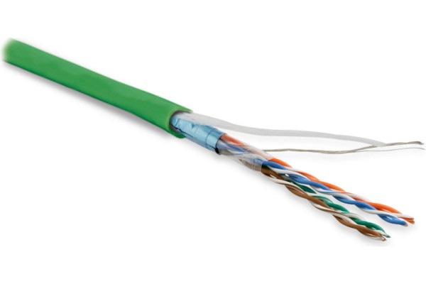 Кабель витая пара BNH, F/UTP, 4 пар., кат. 6, проводник Ø 0,57мм, AWG23, LSZH (нг(A)-HF), 250МГц, 1м (коробка 305м), тип прокладки: внутри зданий, цвет: зелёный
