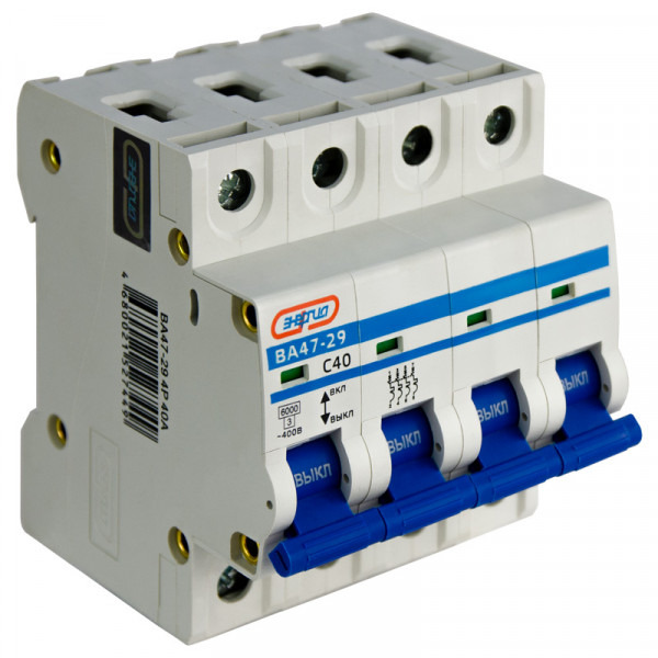 Автоматический выключатель Энергия ВА47-29, 4 модуль, C класс, 4P, 40А, 6кА, (Е0301-0121)