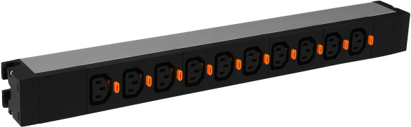 Блок силовых розеток Legrand, универсальн., неуправляемый, IEC 60320 С13 х 10, вход клеммная колодка, для шкафов, 1U 16А, с клеммным блоком, с системой блокировки вилки , чёрный