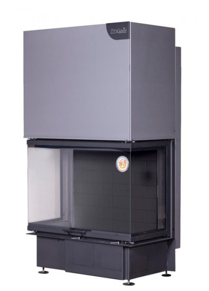 Трёхсторонняя дровяная топка ЭКОКАМИН Дельта 800 принтинг черный шамот