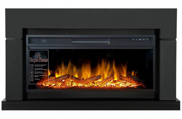 Линейный электрокамин Royal Flame Lindos Graphite Grey (серый графит) с очагом Vision 42 LOG LED