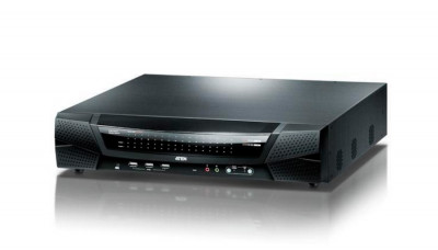 Переключатель KVM Aten, Altusen, портов: 64, 880х412,6х433,6 мм (ВхШхГ), KVM over IP: есть, USB, RS232, RJ45, PS/2, на 8 пользователей, цвет: чёрный