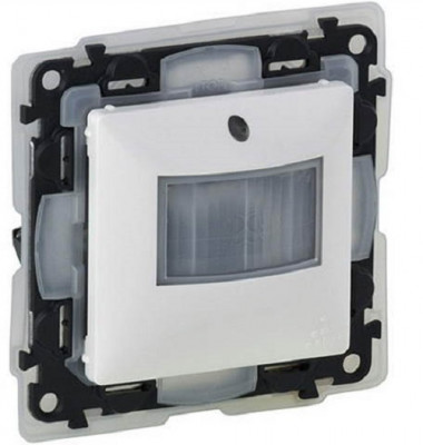 Датчик движения Legrand Valena Life, без подсветки, внутренняя, 71х71 мм (ВхШ), цвет: белый, ip44, без нейтрали, винтовые зажимы (752177)