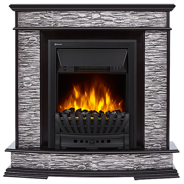 Электрокамин с классическим очагом 2D Electrolux EFP/P-1020LS с порталом Firelight Scala Classic сланец скалистый серый, шпон венге