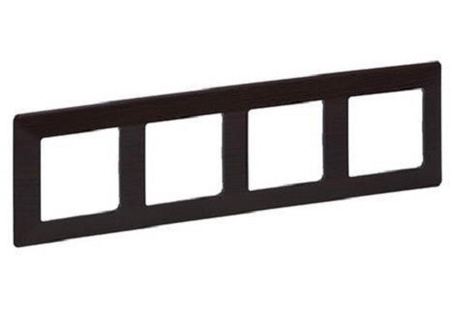 Рамка Legrand Valena Life, 4 поста, 86х299х10 мм (ВхШхГ), плоская, универсальная, цвет: темное дерево (LEG.754174)