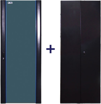 Дверь (к шкафу) TWT, 47U, 600 мм Ш, комплект 2 шт, для шкафов, передняя - стекло, задняя - металл, цвет: чёрный