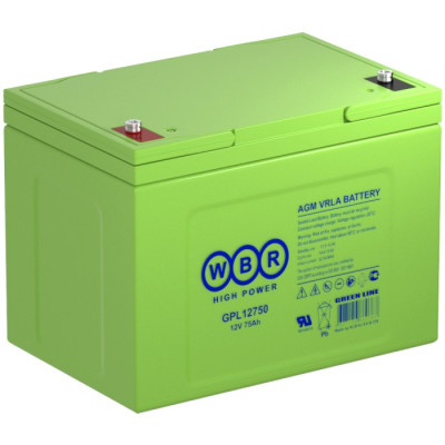 Аккумулятор для ИБП WBR GPL, 207х170х260 мм (ВхШхГ),  необслуживаемый свинцово-кислотный,  12V/75 Ач, (GPL12750 WBR)