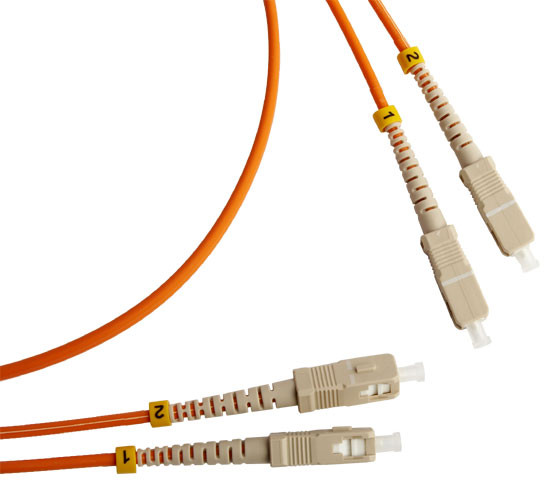 Коммутационный шнур оптический Cabeus Tight Buffer, Duplex SC/SC (UPC/UPC), OM1 62,5/125, LSZH, Ø 3мм, 20м, цвет: оранжевый, (FOP-62-SC-SC-20m)