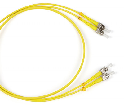 Коммутационный шнур оптический Hyperline, Duplex ST/ST (UPC), OS2 9/125, LSZH, Ø 2мм, 2м, цвет: жёлтый, (FC-D2-9-ST/UR-ST/UR-H-2M-LSZH-YL)